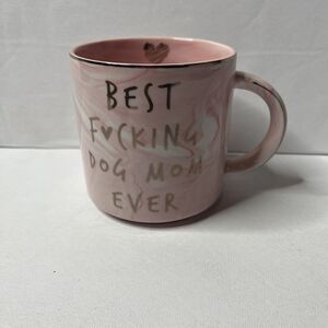 Hendson Funny Pink Gold Best F’ing Dog Mom Ever Mug